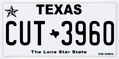 TX license plate CUT3960