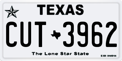 TX license plate CUT3962