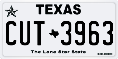 TX license plate CUT3963