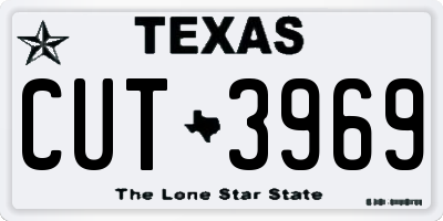 TX license plate CUT3969