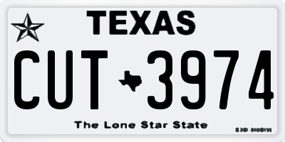 TX license plate CUT3974
