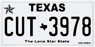 TX license plate CUT3978