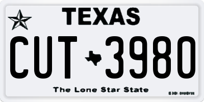 TX license plate CUT3980