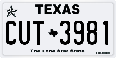 TX license plate CUT3981