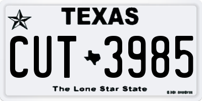 TX license plate CUT3985