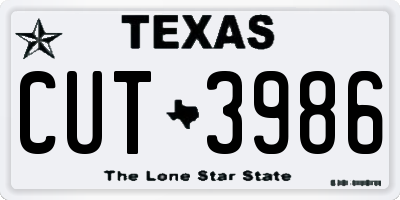 TX license plate CUT3986