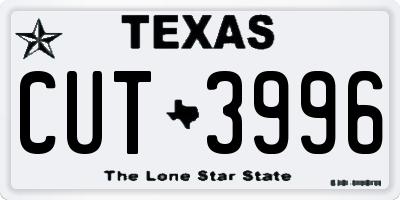 TX license plate CUT3996