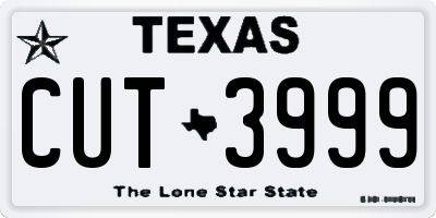 TX license plate CUT3999