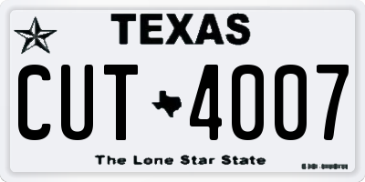 TX license plate CUT4007