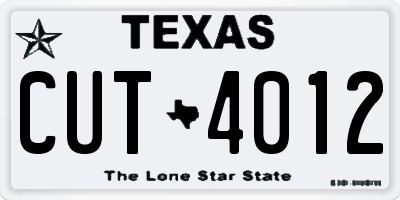 TX license plate CUT4012