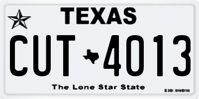 TX license plate CUT4013