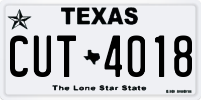 TX license plate CUT4018