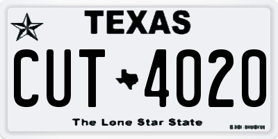 TX license plate CUT4020