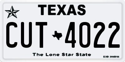 TX license plate CUT4022