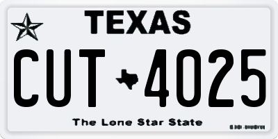 TX license plate CUT4025
