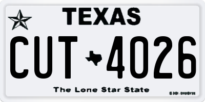 TX license plate CUT4026