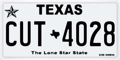 TX license plate CUT4028
