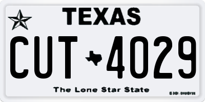 TX license plate CUT4029