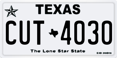 TX license plate CUT4030
