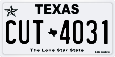 TX license plate CUT4031