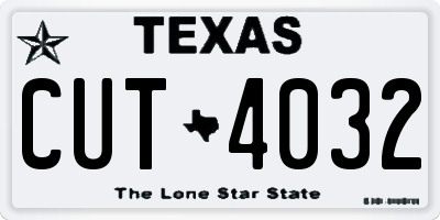 TX license plate CUT4032