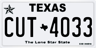 TX license plate CUT4033