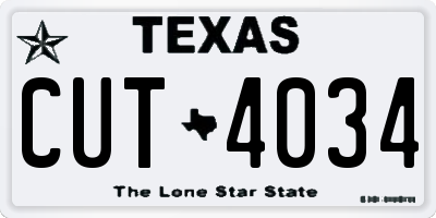 TX license plate CUT4034