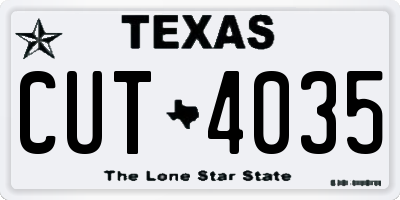 TX license plate CUT4035