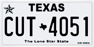 TX license plate CUT4051