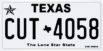 TX license plate CUT4058