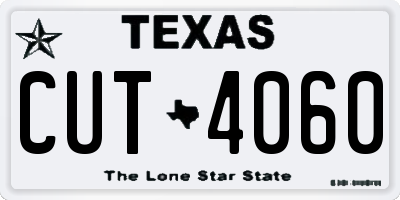 TX license plate CUT4060