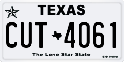 TX license plate CUT4061
