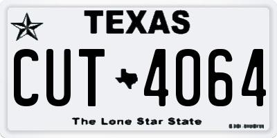 TX license plate CUT4064