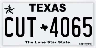 TX license plate CUT4065