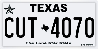 TX license plate CUT4070
