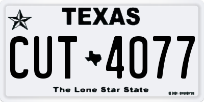 TX license plate CUT4077
