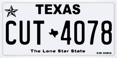 TX license plate CUT4078