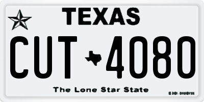 TX license plate CUT4080