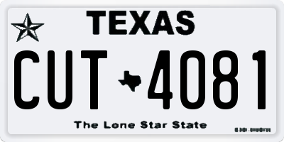 TX license plate CUT4081