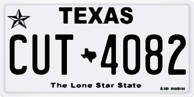 TX license plate CUT4082