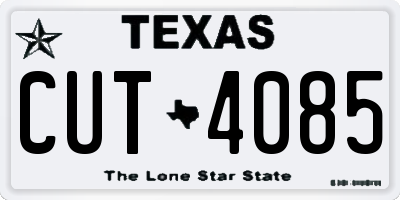 TX license plate CUT4085