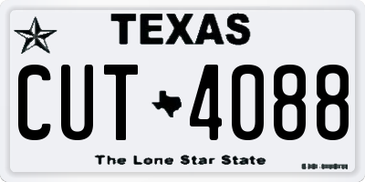 TX license plate CUT4088