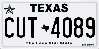TX license plate CUT4089