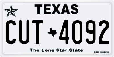 TX license plate CUT4092