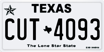 TX license plate CUT4093