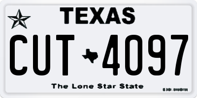 TX license plate CUT4097