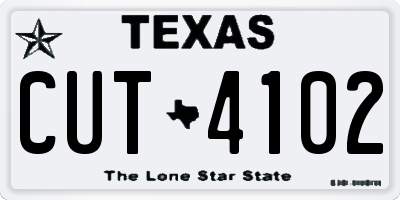 TX license plate CUT4102