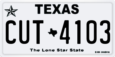 TX license plate CUT4103