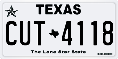 TX license plate CUT4118