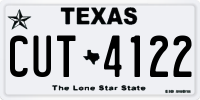 TX license plate CUT4122